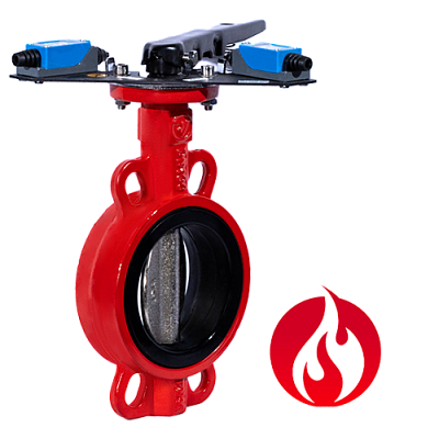Затвор дисковый межфланцевый Ridval RVB 01 DN050, корп чугун, диск чугун,с УКП о/з.IP64 КРАСНЫЙ